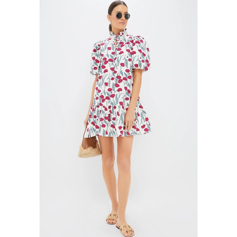 HYACINTH HOUSE Red Amaryllis Floral Mimsy Mini Dress Size M NWT - Picture 1 of 6